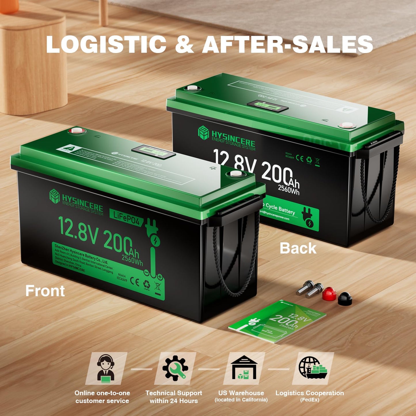 HYSINCERE 12V 200Ah LiFePO4 Lithium Battery with 2560Wh Energy, Built-in 200A BMS, Discharge Current (3S) up to 400A, Perfect for RV Solar Energy Storage Marine Trolling Motor, 8D Size Compatible
