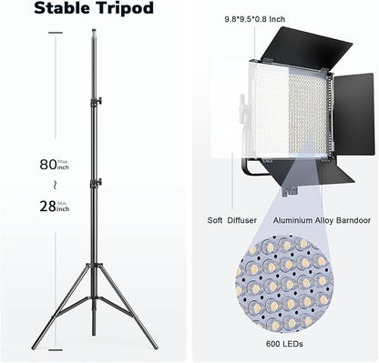 Pixel K80 Bi Color Photography Lighting with Remote, 2-Pack 45W 3200K-5600K Dimmable LED Video Light, Panel Light for Studio/Gaming/Streaming/YouTube/Videography/Film/Video Recording
