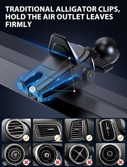 Wireless Car Charger, MOKPR 15W Fast Charging Auto-Clamping Car Charger Phone Mount Air Vent Cell Phone Holder Compatible iPhone 16/15/14/13/13 Pro/12 pro/12/11, Samsung Galaxy S23/S22/S21/S20, etc