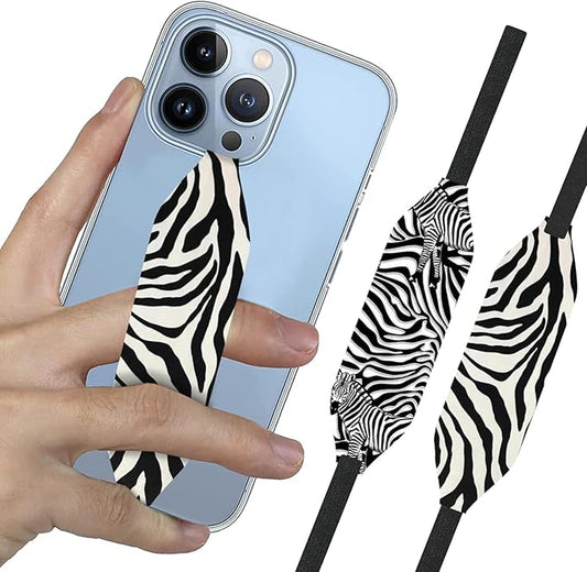Switchbands Universal Phone Grip Strap – Customizable & Reversible Elastic Phone Strap Grip Holder, Ultra-Slim Finger Strap for Phone Case, Cell Phone Grip for Secure One-Hand Use - Zebra Patterns