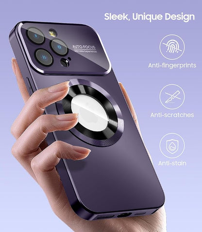Magnetic for iPhone 13 Pro Max Case, Compatible with MagSafe, Built-in Camera Lens Protector, Logo View, Military Grade Drop Proof Phone Case Cover, Purple