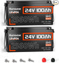 HumsiENK 24V Lithium Battery 100Ah LiFePO4 Batterys 2 PCS, Built-in 100A BMS with Low-Temp, 15000+ Deep Cycles, 2560Wh Lithium Iron Phosphate Battery, for RV Solar Energy Off Grid Trolling Motor