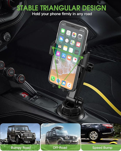2025 Upgraded Cup Phone Holder for Car, Universal No Shaking Cup Holder Phone Mount with Expandable Base for Car Truck, Adjustable Holders,Compatible with iPhone Samsung All Phones: 2 Pack