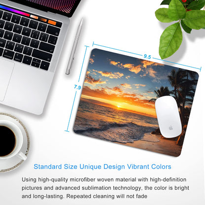 SHALYSONG Sunset Beach Mouse pad 9.5"x7.9" Non-Slip 3mm Small Computer Pad