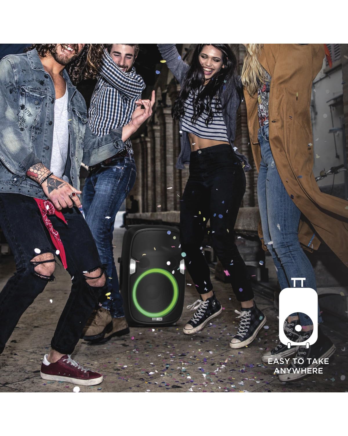 Altec Lansing SoundRover 75 Wireless Speaker 75W Bluetooth Speaker with a Long Lasting 10 Hour Battery, 50 Foot Range, Multi LED Party Modes, True Wireless Pairing, Bonus Microphone