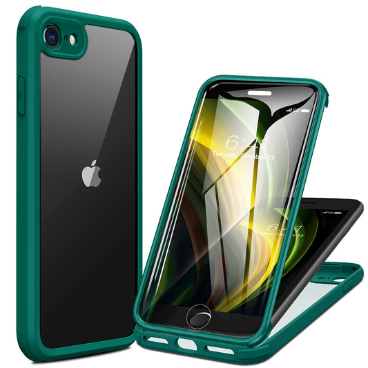 Miracase for iPhone 13 Case 6.1'',Full-Body Magnetic Clear Bumper Case with Built-in 9H Tempered Glass Screen Protector,Military Drop Protection Outdoor Phone Case — iPhone SE/8