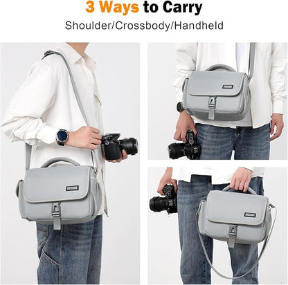 CADeN Camera Bag Case Shoulder Crossbody Bag Compatible for Nikon, Canon, Sony, DSLR SLR Mirrorless Cameras and Lenses (1.0 Grey, Small)