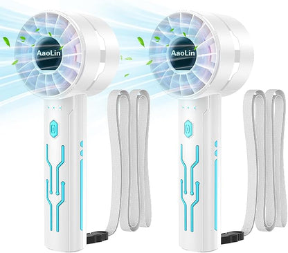 2PCS Portable High-Speed Mini Handheld Fan, USB Rechargeable Neck Personal Mini Fan(7000 Rpm High-Speed Motor, Lasts 4-16 Hours) 4-Speed Powerful Wind Fans For Summer Outdoor Traveling, Gifts For Kids