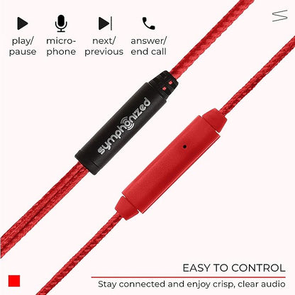 Symphonized MTRX Premium Genuine Wood In-ear Noise-isolating Headphones with Mic and Nylon Cable (Red)
