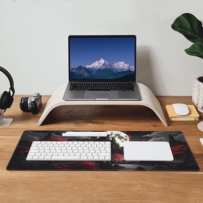 Extended Gaming Mouse Pad, Large Desk Mat XL Anime Mouse Pad Waterproof with Stitched Edges, Non-Slip Desktop Pad for Home and Office, Level Up Your 31.5x11.8 Inch (Night Canyon)