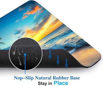 Sunset Beach Mouse Pads for Desk, Portable Wireless Computer Mouse pad Small Design with Women, Non-Slip Rubber Base Laptop Mousepad 9.5" x 7.9" Smooth Surface for Office & Travel