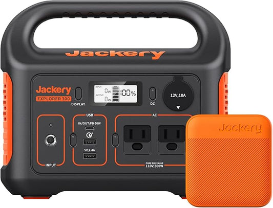 Jackery Portable Power Station Explorer 300 Dune White, 292Wh Backup LiFePO4 Battery, Solar Generator for Outdoors Camping Travel Hunting Blackout (Solar Panel Optional)