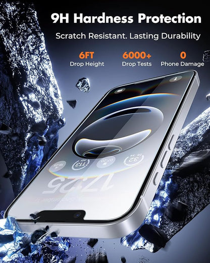 UNBREAKcable 3-Pack Screen Protector for iPhone 16e, Double Shatterproof Tempered Glass [Easy Installation Frame] [9H Hardness] [99.99% HD Clear] [Case Friendly] for iPhone 6.1 inch