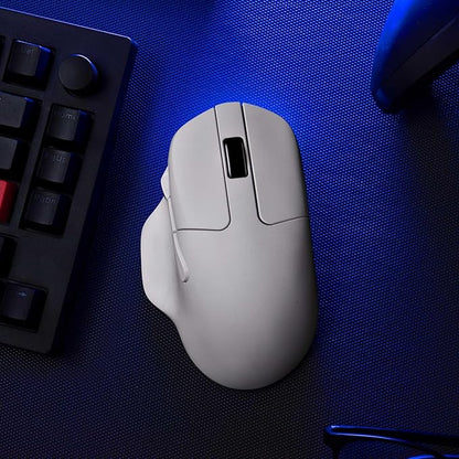 Keychron M7 Wireless Computer Mouse, 26K DPI Optical Computer Mouse, 2.4 GHz/Bluetooth/Wired with Macro Button 63g Lightweight Ergonomic, Up to 70 Hours Worktime for Laptop macOS/Windows - White