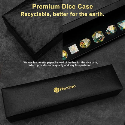 Haxtec Flower Sharp Edge Dice Resin DND Dice Set 7PCS Yellow Blue Red Polyhedral D&D Dice for Role Playing Dice Games Compatible with Dungeons and Dragons