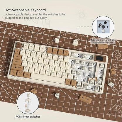 Womier SK80 Retro 75% Keyboard with Color Multimedia Display Gaming Keyboard