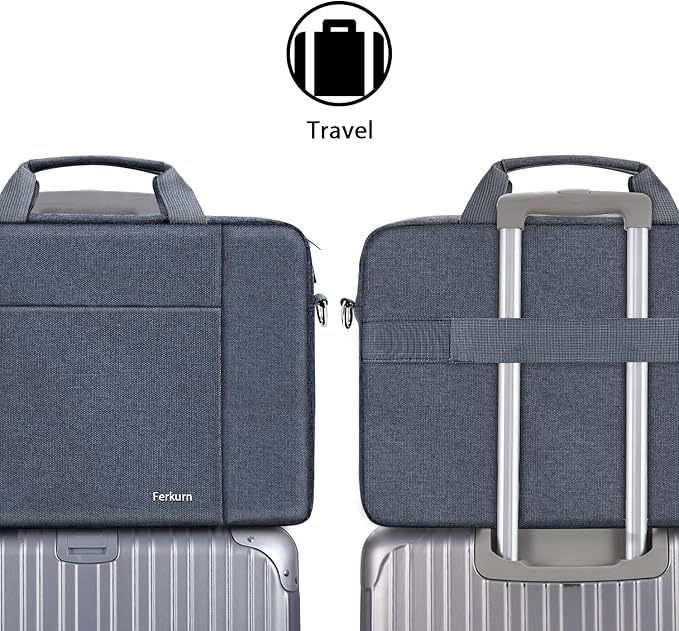Ferkurn Laptop Case Sleeve 15.6 16 Inch Laptop Bag for Women Men Compatible with HP Envy Pavilion/Dell Inspiron XPS/Lenovo/Acer, Shoulder Strap Carrying Briefcase Computer Messenger Bag Case, Grey