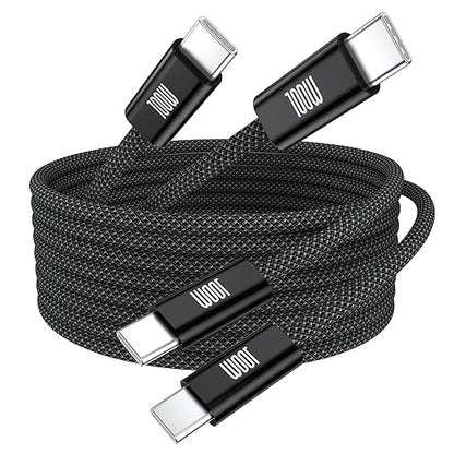 USB-C to USB-C Cable, [6.6ft, 2-Pack] 100W USB C to C Fast Charging Cable, Braided Type C Charger Fast USBC to USBC Cable for iPhone 17 16 15 Pro Max Plus,MacBook Pro,iPad,Galaxy S25/S24 Ultra,Pixel