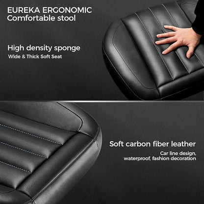 EUREKA ERGONOMIC Multi-Use Stool, Height Adjustable Swivel Rolling Stool Chair W Wheels, Ottoman Footrest for Gaming, Home Office, Black