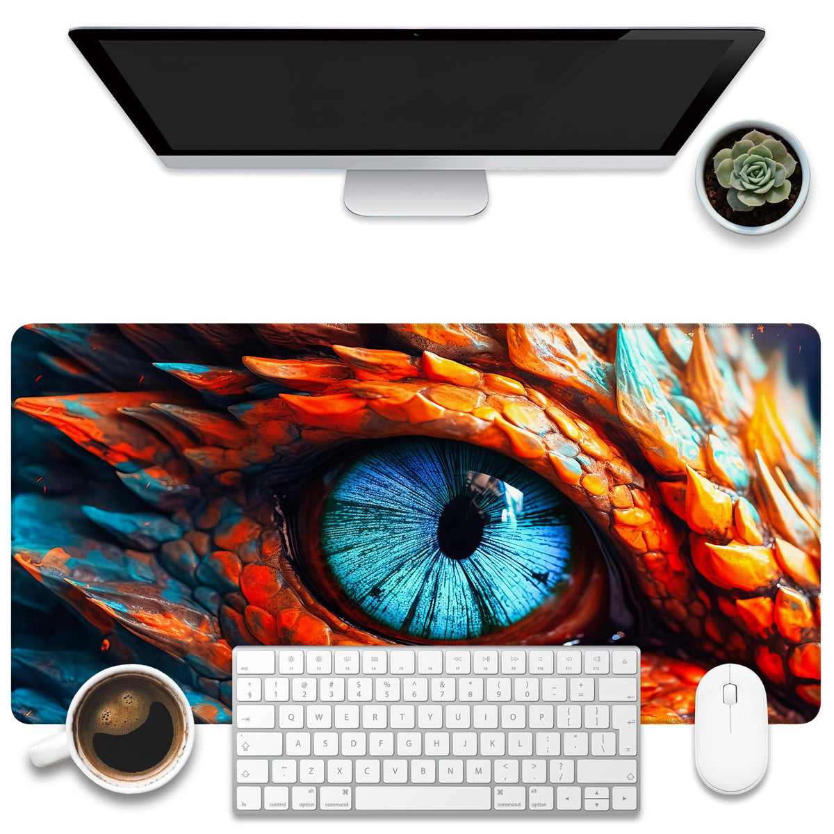 KOAIWPAE Desk Mat, Watercolor Pink Flowers Desk Pad, Green Leaves Flowers Large Gaming Mouse Pad for Desk, 31.5"x15.7" Extended Big Computer Keyboard Mouse Pad with Non-Slip Base and Stitched Edge