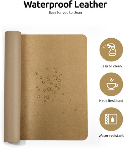 YSAGi Leather Desk Protector, Office Mat, Large Mouse Mat, Non-Slip PU Leather Blotter, Laptop Desk Pad, Waterproof Writing Pad for Office and Home (Bronze, 23.6" x 13.8")