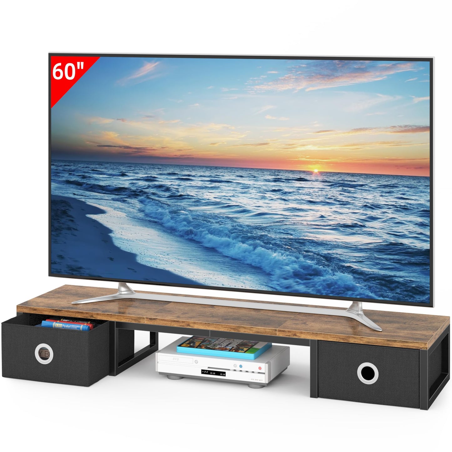YAOHUOO 45" Large TV Riser with Fabric Drawers for 32-60 inch TV
