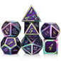 DNDND Metal Dice Set D&D, 7 die Metallic Polyhedral Dice Set with Gift Metal Box and Gold Number for DND Dungeons and Dragons Role Playing Games (Black and Gold)