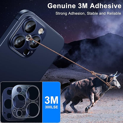 Esanik 2 Pack for iPhone 15 Pro/iPhone 15 Pro Max Camera Lens Protector (Blue Titanium)