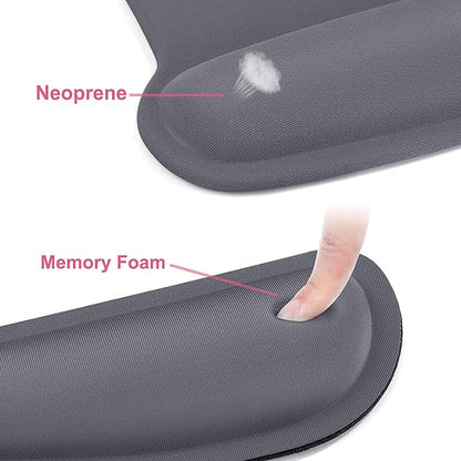 MOSISO Wrist Rest Support for Mouse Pad & Keyboard Set, Ergonomic Mousepad Non-Slip Base Home/Office Pain Relief & Easy Typing Cushion with Neoprene Cloth & Raised Memory Foam, Space Gray