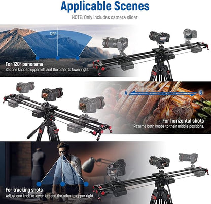 NEEWER 47.2”/120cm Motorized Camera Slider, App Wireless Control Carbon Fiber Dolly Rail Slider, Support Video Mode, Time Lapse Photography, Horizontal, Tracking and 120° Panoramic Shooting (ER1-120)