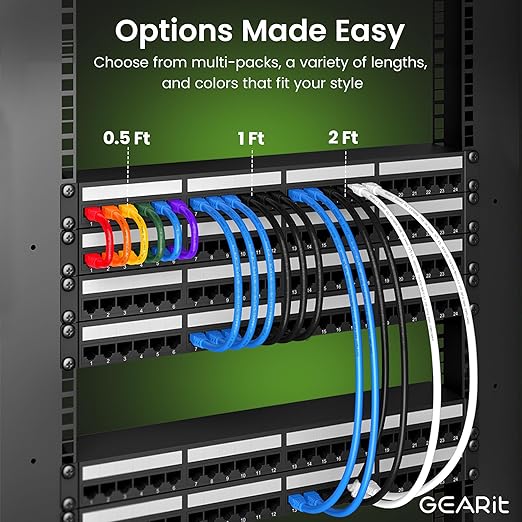GEARit Cat6 Patch Cables Cat 6 Ethernet Cable 7 ft 10-Pack Blue