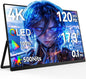 Newsoul Portable Monitor 4K, 120Hz Gaming Monitors 3840 * 2160 UHD, 100% DCI-P3, 1500:1 Contrast, FreeSync 0.1ms, Built-in Stand & Speaker, USB-C HDMI Portable Screen for Laptop, Phone, Game Console