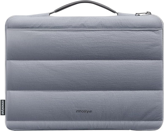 Grey Puffy Laptop Sleeve 16-Inch Fluffy Protective Sleeve for MacBook Pro 16/Air 15, Dell XPS 15, HP, for Travel & College
