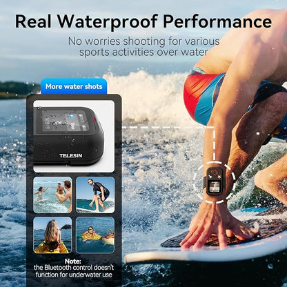 TELESIN T13 Waterproof Wireless Remote Control for GoPro | Color LCD Dispaly, Smart Controller with Wrist Strap Compatible with Go Pro 13 12 11 10 9 8 Black Max Mini Action Camera Accessories