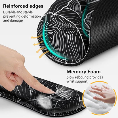 Mouse Pad Black, Ergonomic Keyboard Wrist Rest, Mouse Pad with Wrist Rest
