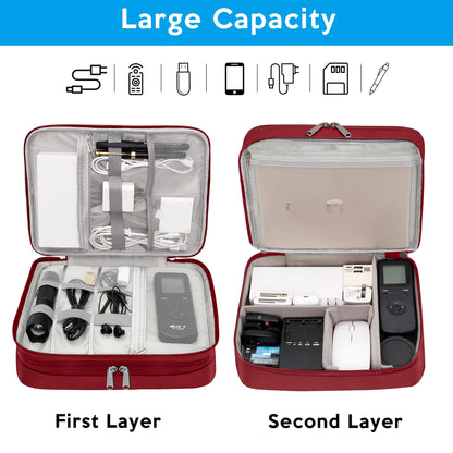 CILLA Electronic Organizer Travel Case, Travel Cord Organizer Case Portable Waterproof Cable Organizer Bag for Charger, Cord, USB, Power Bank, Earphone