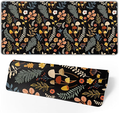 Gaming Mouse Pad Floral Desk Mat, Botanical Mouse Pad, Vintage Desk Mat, Wildflower Mouse Pads, Nature Desk Decor, Garden Desk Pad 31.5×11.8