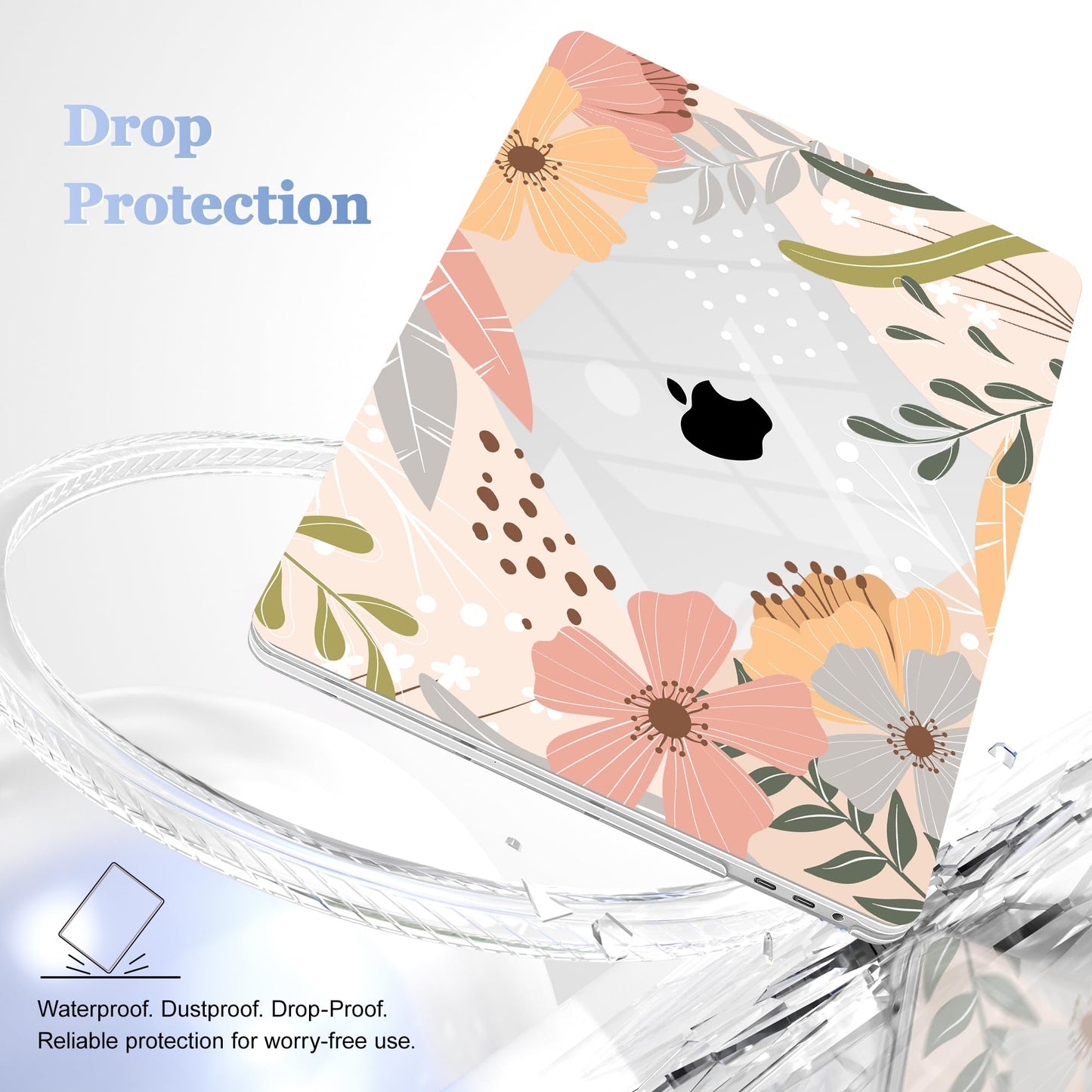 Lepeoac for MacBook Pro 16 inch Case 2019 2020 Release Model A2141, Plastic Hard Shell Cover with Keyboard Cover & Screen Protector for MacBook Pro 16 inch with Touch Bar & Touch ID - Floral P227