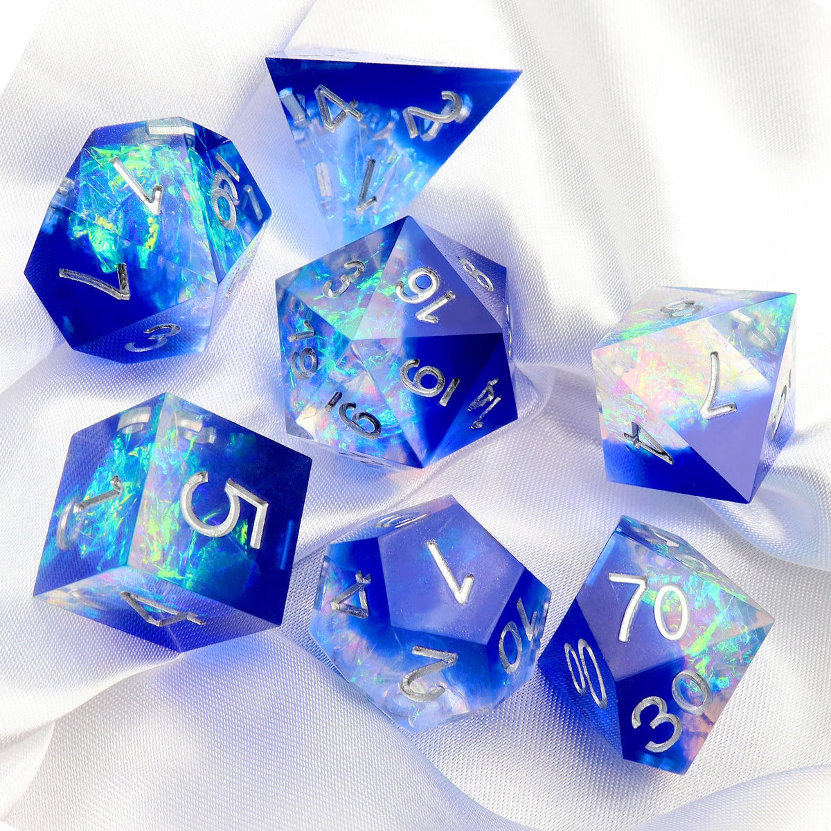 Haxtec Sharp Edge DND Dice Set, Iridescent Resin Polyhedral RPG Dice