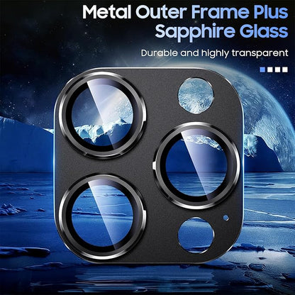 Uyiton Compatible with iPhone 15 Pro/iPhone 15 Pro Max Camera Lens Protector, [Not Easy to Break][Strong Adsorption][Case-Friendly] Metal Tempered Glass Rear Camera Screen Cover - Black Titanium