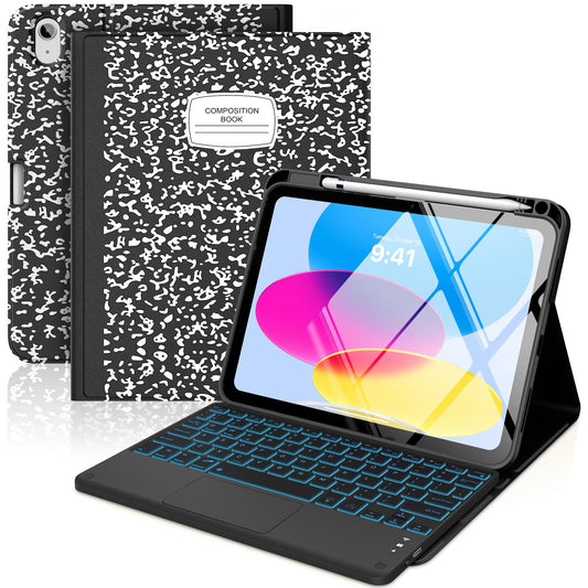MoKo Touch Keyboard Case for iPad (A16) 11th/10th Gen,Nosegay Pink