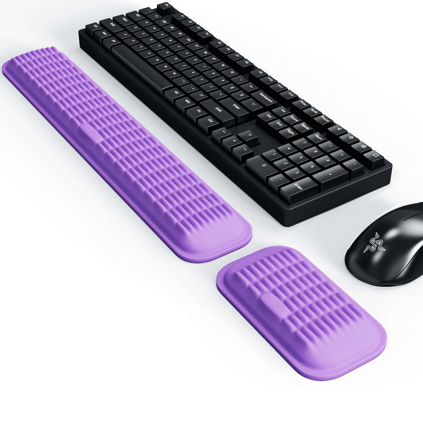 MEKASS Ergonomic Wrist Rest for Keyboard and Mouse, Soft Memory Foam Keyboard Wrist Rest Set with Non-Slip Silicone Base, Easy Typing, Pain Relief, Comfort for Office, Work, Gaming (Purple)