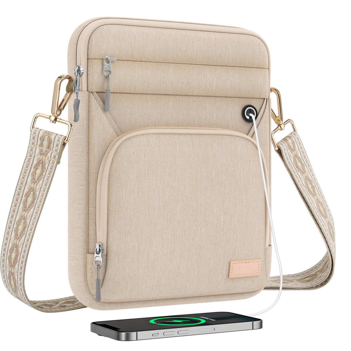 MoKo 15 Inch 360° Protective Laptop Sleeve Shoulder Bag with Earphone Port