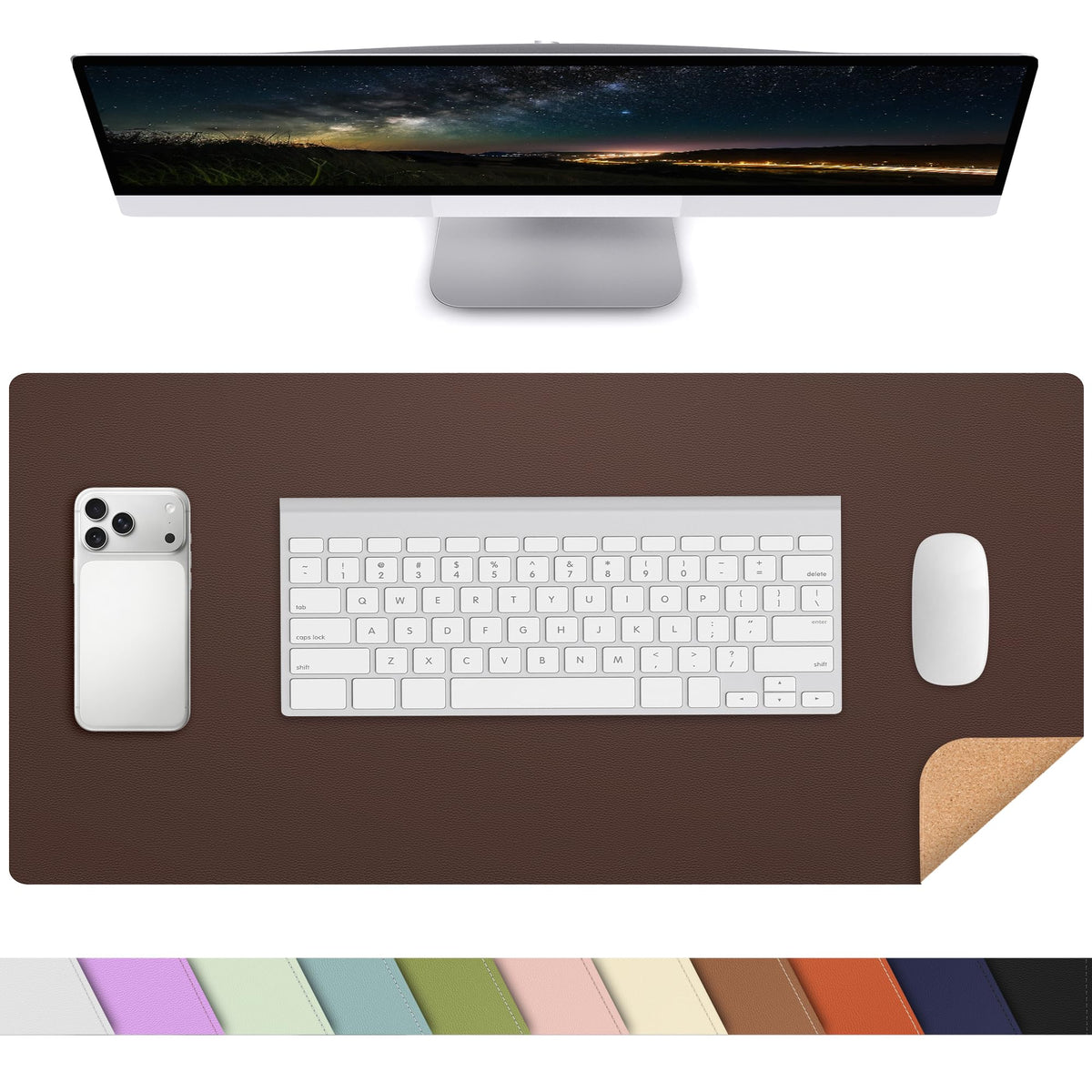 AFIING Leahter Desk Pad 47" x 17", Red,Desk Cover mat