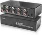 3.5mm Aux + RCA L/R Audio Splitter 1 in 4 Out, BolAAzuL 4-Way Stereo Audio Distributor Box 4-Channel Stereo RCA Splitter 1x4 for DVD Player, Game Console, Headphones, Speaker - w/Power