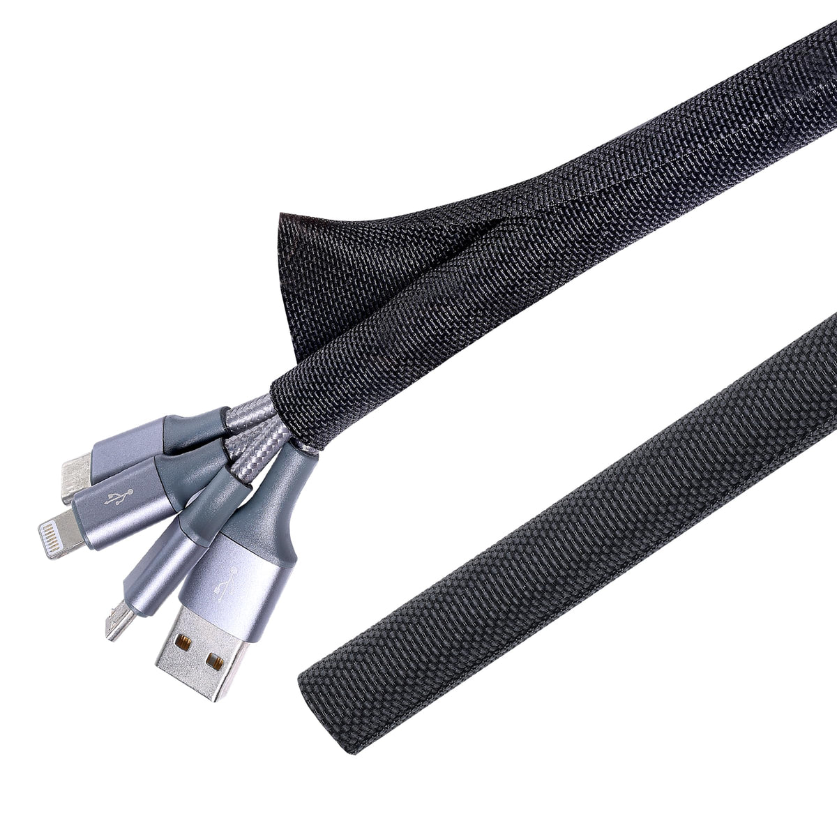BuyUneed Black Split Braided Cable Management Sleeves 1/2inch -30Feet