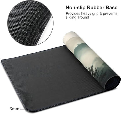 Misty Forest Large Mouse Pad,Gaming Keyboard Desk Pad,Extended Mouse Mat Non-Slip Rubber Base with Stitched Edges for Office Game Home XXL 35.4"x15.7"