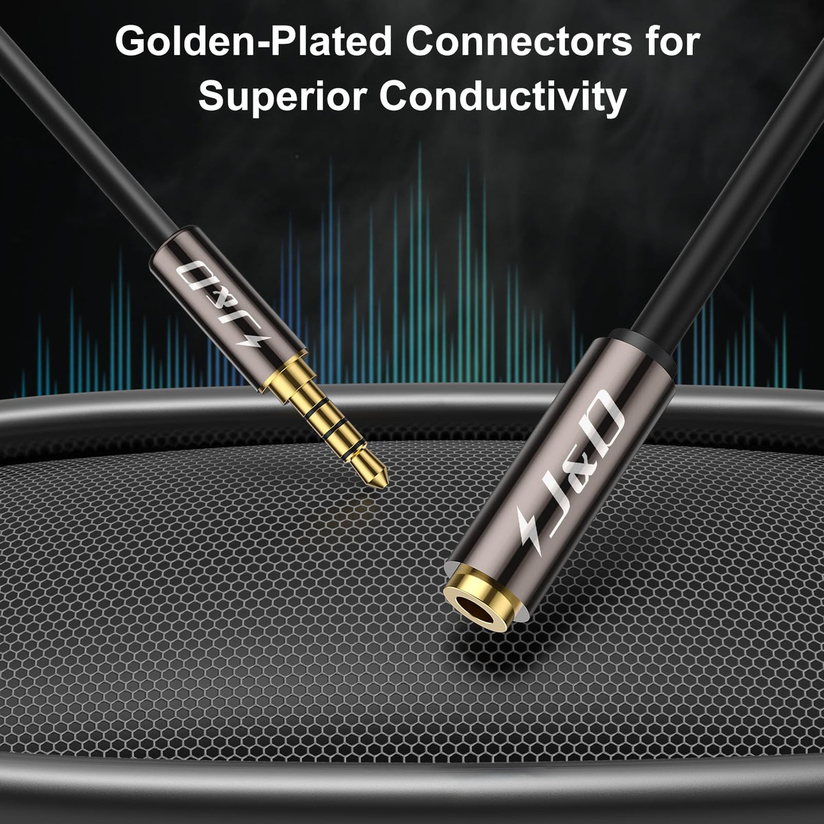 J&D 3.5mm TRRS Cable, 1/8 Inch 4 Pole TRRS Jack Male to Female Auxiliary Extension Cable for Headphones, Car Stereos, Phones and Speakers, 3 Feet