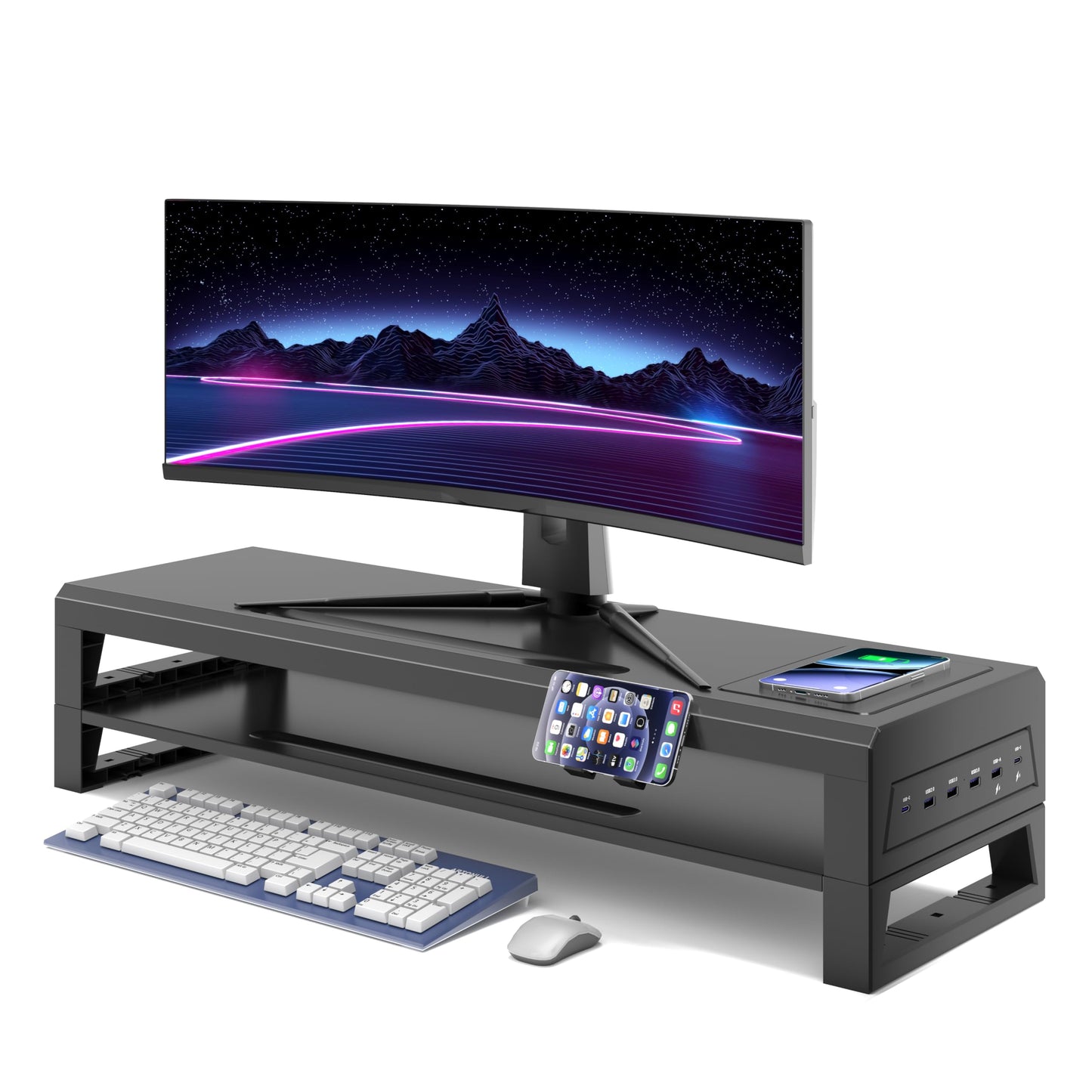 GECKOSTROLL Computer monitor stand (Wireless Charging, Two-layer 700mm)