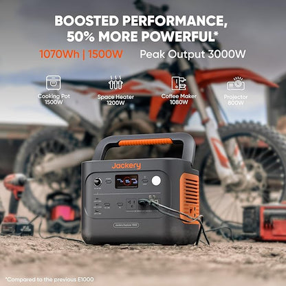 Jackery Explorer 1000 v2 Portable Power Station and 3-Port 102W Fast Charger, 1070Wh LiFePO4 Battery,1500W AC/100W USB-C Output, 1 Hr Fast Charge, Solar Generator for for Outdoor, Camping